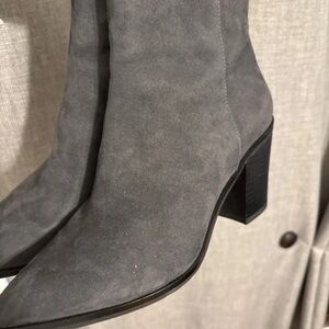 14th & Union Gray Suede Block Heel Ankle Boots